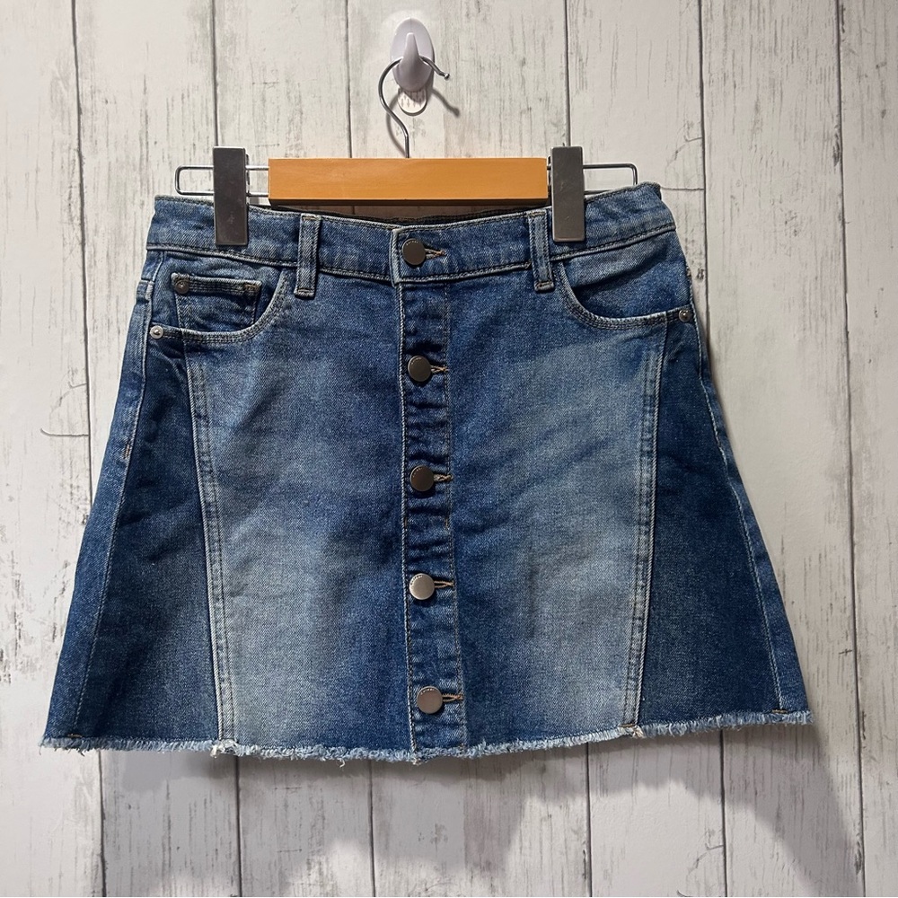 DL1961 Girls Jenny Mini Skirt Twilight Hour | Button Front Raw Hem Denim Size 14